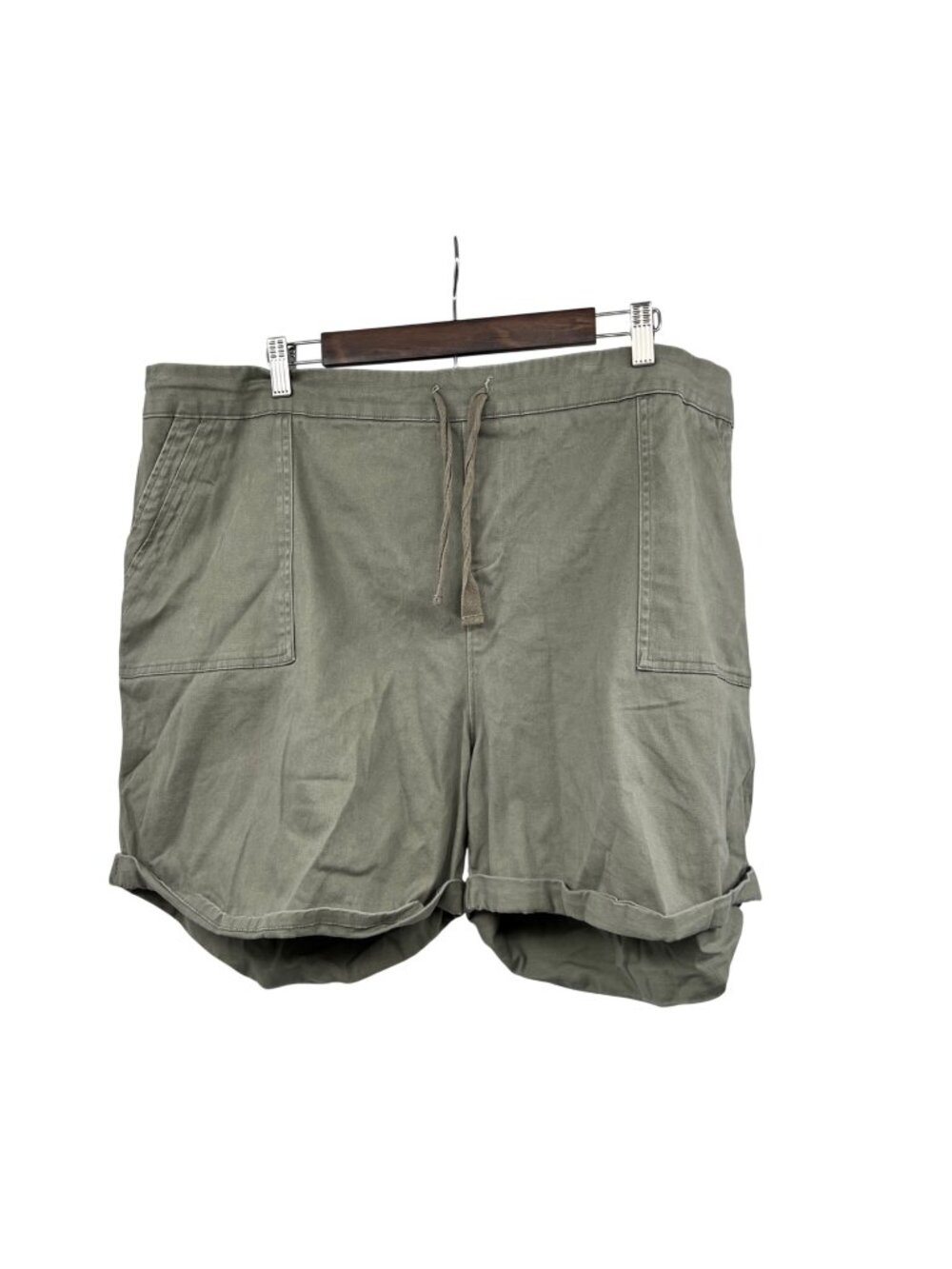 Como Vintage Womens Relaxed Utility Short Drawstring Green Size 2X Cuffed